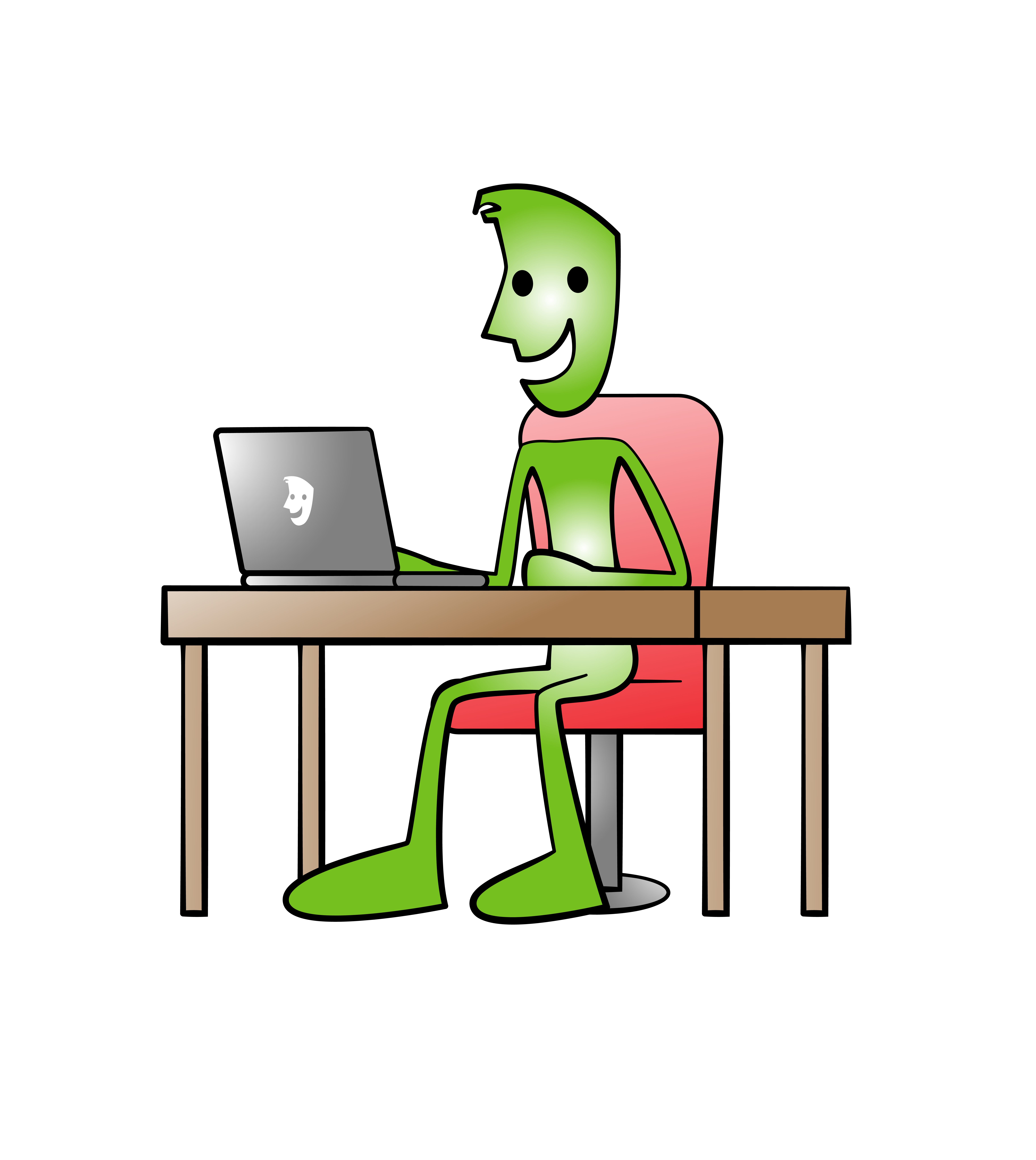 Skits the SKTS mascot at a desk